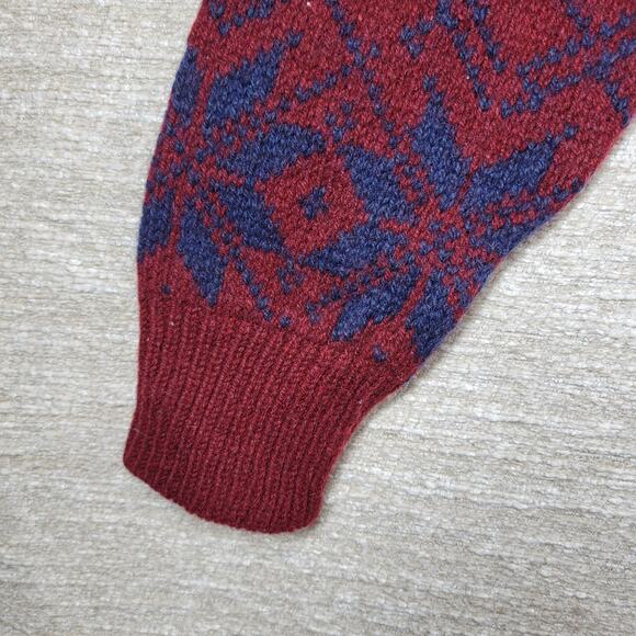 Royal North Mills Outfitters Wool Sweater Nordic Snowflake Red Blue USA Made L - Picture 8 of 13